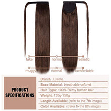 Load image into Gallery viewer, Ponytail Hair Extensions Real Human Hair - Wrap Around Clip in Ponytail Hair Piece Straight (#4 Medium Brown, 14"-80g)