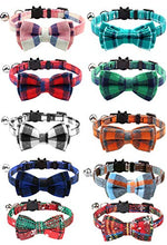 Load image into Gallery viewer, Joytale Cat Collar with Bell and Bow Tie, Quick Release Safety Collars for Kitten and Cats, Soft Tartan Collar, 1 Pack, Black