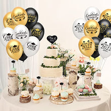 Load image into Gallery viewer, PLULON 18Pcs Graduation Balloons, Class of 2022 Congrats Balloons Black Gold Grad Party Balloons for Graduation Party Decorations