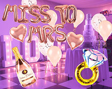 Load image into Gallery viewer, LavaRose Miss to Mrs hen party decorations 23 pcs set, MISS TO MRS balloons, confetti balloons, rose gold ribbon, inflating straw. Bride to be party, Hen do