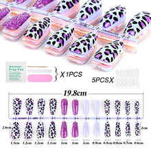 Load image into Gallery viewer, 120 Pieces Reusable Artificial Nail Tips Rainbow Full Cover Nail Tips Press On Nails Art False Tips Pink and Purple