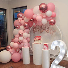 Load image into Gallery viewer, Pink Balloon Garland Arch Kit, 109Pcs Pink White Rose Gold Balloons, Rose Gold 4D Balloons, Metallic Silver Red Balloons Arch for Girl Baby Shower, Wedding, Birthday Decorations