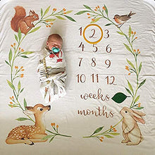 Load image into Gallery viewer, Baby Monthly Milestone Blanket Woodland - Baby Girl Gifts & Baby Boy Gifts - Watch Me Grow Woodland Nursery Décor - European Design - Gender Neutral Baby Shower Gifts for Newborn Girl & Boy