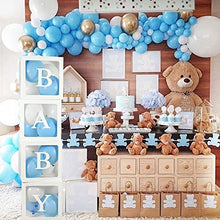 Load image into Gallery viewer, ALITREND Baby Shower Boxes Party Decoration, 4PCS Transparent Balloon Boxes Baby Block Decoration with Letter for Gender Reveal Party Boys Girls (White)