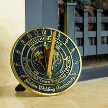 Load image into Gallery viewer, The Metal Foundry 50th Golden 2022 Wedding Recycled Solid Brass Anniversary Sundial Gift Idea Is A Great Present For Him, Her, Parents, Grandparents Or Couple On 50 Years Of Marriage