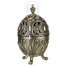 Load image into Gallery viewer, BSTKEY Vintage Metal Zinc Incense Burner, Decorative Incense Holder Burner with Removable Tray Aromatherapy Burner for Home Office Spa, Bronze