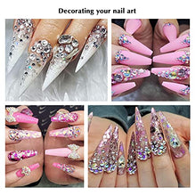 Load image into Gallery viewer, Canvalite 1500PCS Rhinestones in 6 Sizes Flat Back Gems, Crystal AB Rhinestones Nail Art Gems with Pick Up Tweezers and Rhinestone Picker Dotting Pen, Nail Art Tools for Nails, Clothes, Face, Craft