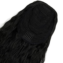 Load image into Gallery viewer, Long Curly Drawstring Ponytail Wig For Women 22 inch Clip in Wavy Natural Ponytail Extension for Womens Wrap Around Pony Tail (Dark Black-1b#)