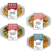 Load image into Gallery viewer, Keto Skinny Chilled Meal (Teriyaki Chick'n, Bangkok, Thai Green ,Shanghai Fried Rice) 370g x 4 - Low-Calorie Gluten Free Sugar Free - High Protein Konjac Flour Keto Diet Ready to Eat Meals