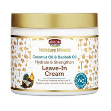 Load image into Gallery viewer, African Pride Moisture Miracle Coconut and Baobab Oil Leave-In Cream, 15 oz