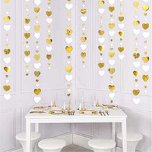 Load image into Gallery viewer, 52Ft White and Gold Love Heart Garland Hanging Paper Streamer Banner for Anniversary Bachelorette Engagement Wedding Bridal Shower Birthday Father's Mother's Day Valentines Christmas Party Decorations