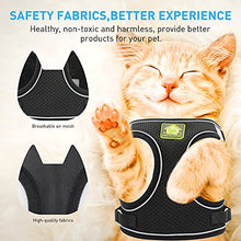 Load image into Gallery viewer, Cat Harness and Lead Set for Kitten: Escape Proof Mesh Vest with Leash for Small Cat Tiny Puppy Walking, Adjustable Reflective Padded Kitty Holster Harnesses with Nylon Strap for Garden, Black, XS