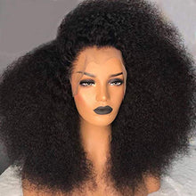 Load image into Gallery viewer, Afro Curly Human Hair Wigs 16 Inch Glueless 13×4 Lace Front Mongolian Kinky Curly Human Hair Wigs 150% Density Pre Plucked with Baby Hair for Black Women Natural Color