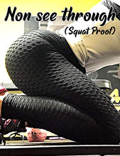 Load image into Gallery viewer, RIOJOY Women's Ruched Butt Fitness Leggings High Waist Stretchy Honeycomb Texture Running Tights,Black,Small