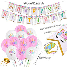 Load image into Gallery viewer, 176 PCs Unicorn Party Supplies Birthday Decorations Paper Plates Cups Napkins Straws Reusable Cutlery Table Cloth Bags Hats Backdrop Banner Balloons Unicorn Party Decorations for Girls 16 Guests