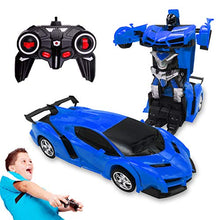 Load image into Gallery viewer, Pup Go 2 in 1 Transforming Remote Control Car, One-Click Deformation Robot RC Car Toys for Kids Age 3 4 5 6+ Year Old, Rechargeable 360° Rotation with Light, Birthday Gifts for Boys (Blue)