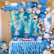 Load image into Gallery viewer, TAZYIN Balloon Arch Kit Blue, White Balloon Garland -125 PCS For Birthday Decorations, Silver Balloons with Strip, Knotter for Birthday Party Boy & Girl, Wedding Bridal Engagement, Baby Shower