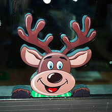 Load image into Gallery viewer, FINGOOO 74 Pieces Peeping Santa and Rudolph- Christmas Window Stickers Clings Snowflake Decal Window Decoration, 6 Sheets
