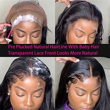 Load image into Gallery viewer, Transparent 13X6 Lace Front Wig Deep Wave Wig Human Hair Wigs Pre Plucked 4X4 Lace Closure Wig Deep Curly Human Hair Wigs Natural Color 16inch 150 13x6 frontal wig