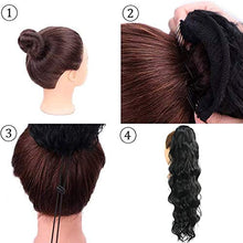 Load image into Gallery viewer, 2 Pieces 24 inches Long Black Straight and Wavy Ponytail Hair Extension Drawstring Ponytail Extensions Synthetic Ponytail Hair Extensions Hairpiece for Women