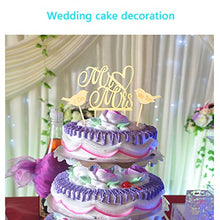 Load image into Gallery viewer, Wedding Cake Topper,KAKOO 1pcs Mr and Mrs Retro Wooden Cake Topper with 2pcs I DO & ME Too Love Birds for Wedding Valentine Anniversaries Cake Decoration