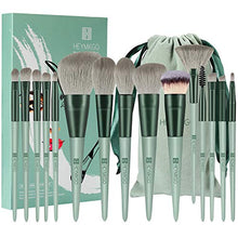 Load image into Gallery viewer, Makeup Brushes HEYMKGO 15pcs Makeup Brush Set Premium Synthetic Bristles Green Color Conical Handle Kabuki Foundation Brush Face Lip Eye Makeup Sets Professional with Portable Drawstring Flannel Bag