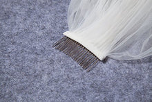 Load image into Gallery viewer, Wedding Bridal Veil with Comb 2 Tier Pencil Scalloped Edge Fingertip Length 34" Ivory