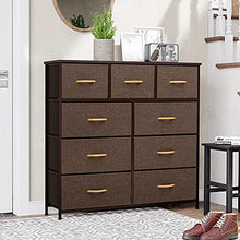 Load image into Gallery viewer, Crestlive Products 9-Drawer Extra Wide Fabric Dresser Storage Tower - Sturdy Steel Frame, Wood Top, Easy Pull Fabric Bins, Wood Handles - Organizer Unit for Bedroom, Hallway, Entryway, Closets(Brown)