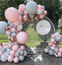 Load image into Gallery viewer, Pink Balloon Arch Kit - 171PCS Grey, Pink Balloons & 4D Rose Gold Foil Balloons for Wedding, Baby Shower & Birthday Decoration (Balloon Tools Included) (Pink)