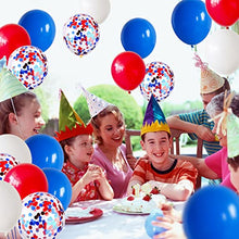 Load image into Gallery viewer, 50PCS Red White Blue Balloons,Latex Confetti Balloons for Queen's Platinum Jubilee Party Union Jack Celebration Graduation Anniversary Men Women Birthday Party,Baby Shower,Wedding Decorations