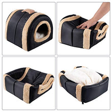 Load image into Gallery viewer, Dololoo Pet Beds for Cat, Cat Bed Igloo, Cat Cave Nest Sleeping Bed for Kitten Cat, Self-Warming 2 in 1 Foldable Cave House(S:35X30X28cm, Black)