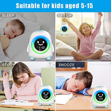 Load image into Gallery viewer, Cadrim Kids Alarm Clock Rise Kids Digital Alarm Clock Children's Sleep Trainer Wake Up 5 Colors 5 Optional Alarm Sounds Light Night Bedside Clock Temperature Boys Girls Teach Day Night Wake Up Light