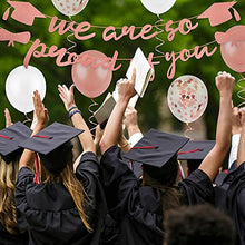 Load image into Gallery viewer, ADXCO Graduation Decorations 2022 Banner Kit Including Banners with We Are so Proud of You 15 Latex Sequined Balloons for School Graduation Party Decoration Supplies Accessories (Rose Gold)