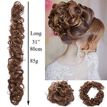 Load image into Gallery viewer, Scrunchy Hair Extension Updo Clip in Bun Donut Hairpiece Drawstring Wrap Around Hair Extension Messy Wavy Curly Chignons Wig Light Blonde mix Ash Blonde