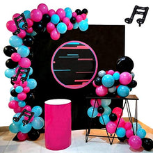 Load image into Gallery viewer, Heboland Music Theme Balloon Garland Arch Kit for Girls Ladies Birthday Decorations Party Supplies,Tik Tok 105Pcs Hot Pink Black Tiffany and Music Note Foil Balloons
