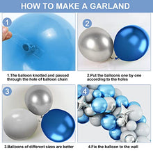 Load image into Gallery viewer, Balloons Arch Garland Kit, Metal Blue Grey Balloon Garland Kit Balloon Arch, Latex Party Balloons with Metal Silver Star Balloon for Birthday Baby Shower Graduation Wedding Party Decorations Supplies