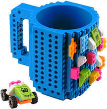 Load image into Gallery viewer, Build-On Brick Mug - Novelty Block Buddy Coffee Cup,DIY Creative Unique Valentine's Father's Day Easter Halloween Birthday Present Christmas Gifts Compatible (Blue)