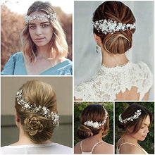Load image into Gallery viewer, SWEETV Ivory Flower Wedding Headband-Silver Headpiece Hair Vine for Brides, Bridesmaid Birdal Hair Accessories
