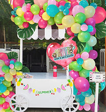 Load image into Gallery viewer, 101pcs Tropical Balloons Luau Garland Arch Kit 5 Inch 12 Inch Balloons Pink Green Yellow Blue Balloon Set and Palm Leaves for Tropical Theme Hawaii Birthday Wedding Party Baby Decorations