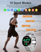 Load image into Gallery viewer, LIGE Mens Smart Watch, Fitness Tracker 1.3" Full Touch Screen IP67 Waterproof with Bluetooth Calls Message Reminder Heart Rate Sleep Monitor Speaker Mens Watch Compatible with iOS Android Silver