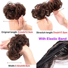 Load image into Gallery viewer, Messy Hair Bun Hair Scrunchies Extensions Curly Wavy Hairpiece Synthetic Chignon for Women Updo Ponytail Bun Extension Dark Brown