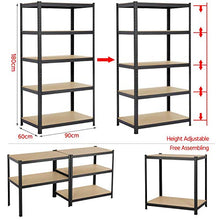 Load image into Gallery viewer, Yaheetech Heavy Duty 5 Tier Garage Shelving Units Metal Storage Shelves Shed Utility Rack,180cm x 90cm x 60cm,175KG Per Shelf,Black