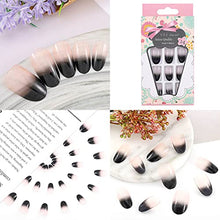 Load image into Gallery viewer, Sethexy Short Glossy Oval Fake Nails Glitter Acrylic Art Nail Tips 24Pcs Gradient Nails with Glue Full Cover Press on False Nails for Women and Girls (Black)
