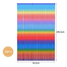 Load image into Gallery viewer, gerFogoo 2 Pack Metallic Tinsel Foil Fringe Curtains, 3.28ft x 6.56ft Rainbow Tinsel Curtains, Photo Booth Props, Backdrop Hanging Streamers for Birthday Wedding Hen Party Shower Christmas New Year