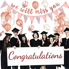 Load image into Gallery viewer, We Will Miss You Decorations Rose Gold Good Luck Balloons Party Decorations with Rose Gold Triangle Flag Banner Confetti Balloon for Retirement Graduation Leaving Party Going Away Farewell Decorations