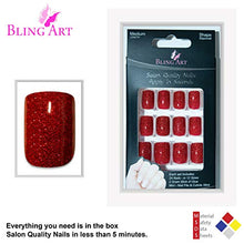 Load image into Gallery viewer, Bling Art False Nails French Manicure Red Gel Glitter Glossy Medium Tips UK