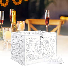 Load image into Gallery viewer, Benjia Wedding Gift Card Cards Money Post Box Holder, Rustic Large Wood Wooden Letter Envelop Boxes with Lock and Slot for Reception Anniversary Birthday Party Parties (Mr & Mrs, White)