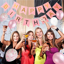 Load image into Gallery viewer, Birthday Decorations, 79 pcs Balloons Party Decoration for Girls & Boys Women with Pink Happy Birthday Banner Tissue Paper Flowers Hanging Swirls for Birthday Party Supplies