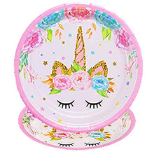 Load image into Gallery viewer, Unicorn Party Birthday Decoration Set Unicorn Paper Plates Cups Napkins Tablecover Birthday Banner Paper Straws-Serves 16 Guests