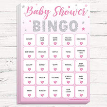 Load image into Gallery viewer, Baby Shower Bingo - Baby Shower Party Game for up to 20 Players - PINK STARS